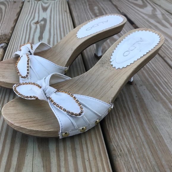 Aldo Shoe Womens Sandal Platform Heel White - Picture 3 of 8